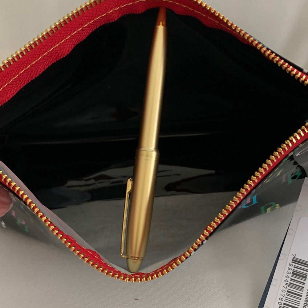 NWT - Dooney & Bourke Black Patent Cosmetic Bag with Colorful Logo - Picture 3 of 4